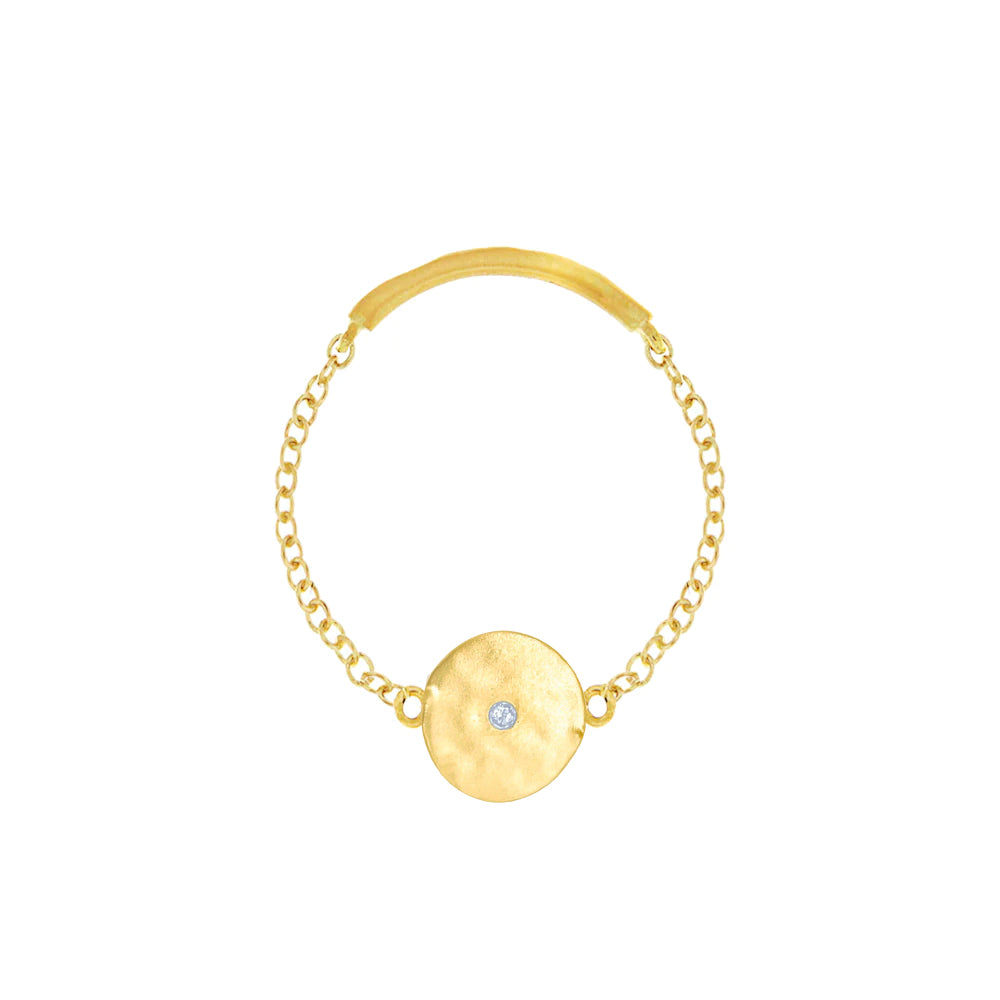 Dainty Brushed Gold and Diamond Chain Ring – Meira T Boutique