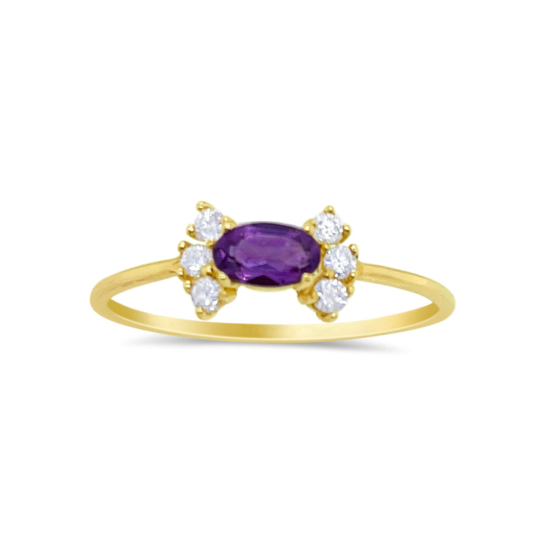 14kt Yellow Gold Diamond Amethyst Necklace