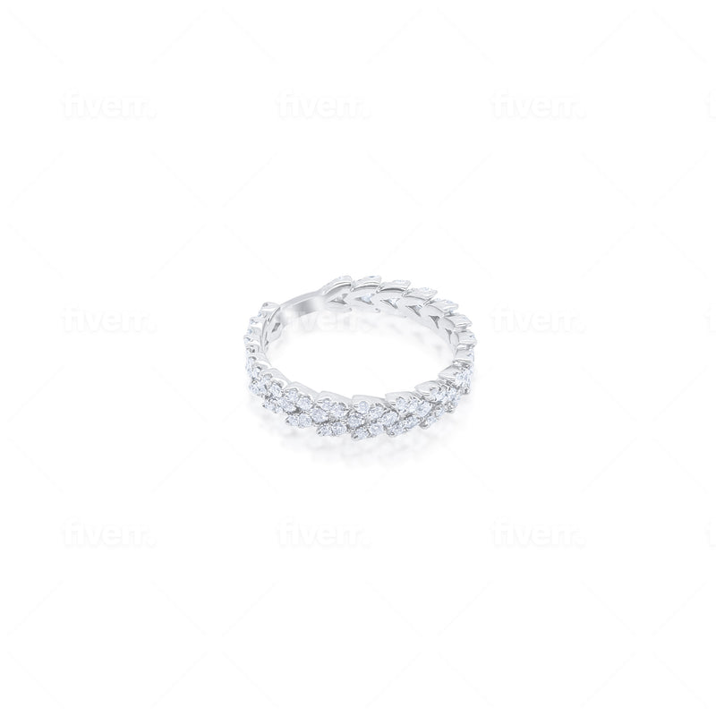 White Gold Diamond Braid Ring