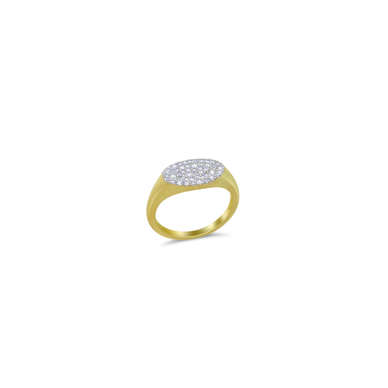 Yellow Gold Oval Diamond Signet Ring