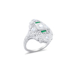 White Gold and Emerald Antique Ring ONLINE EXCLUSIVE