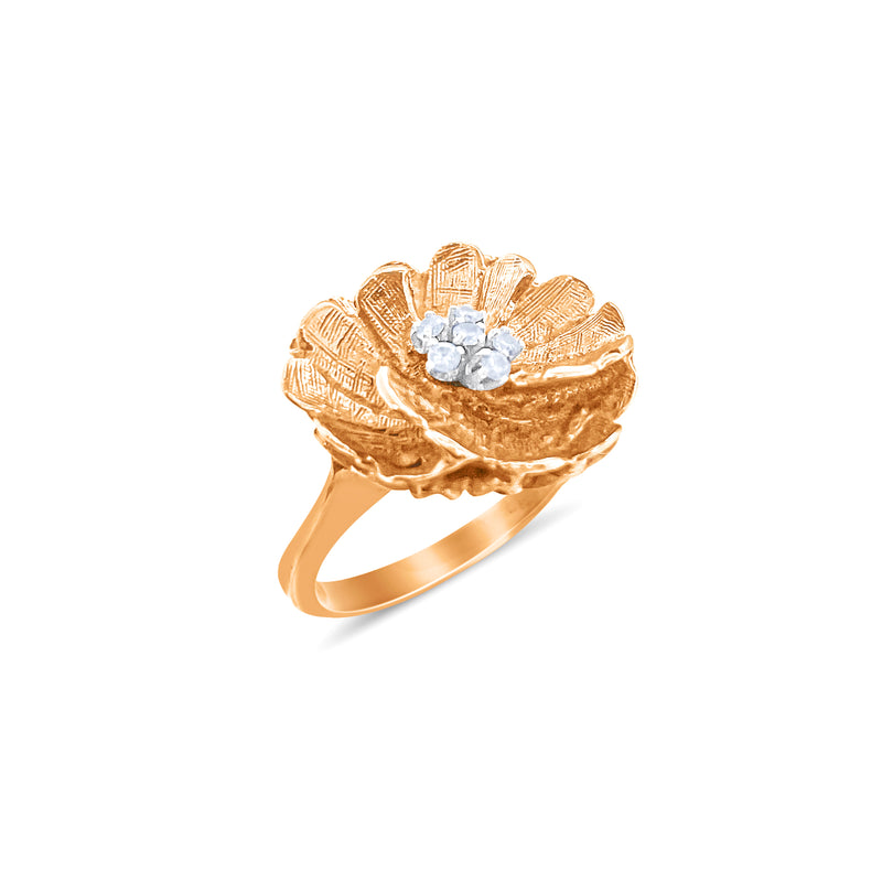 Yellow Gold Flower Diamond Ring-ONLINE EXCLUSIVE