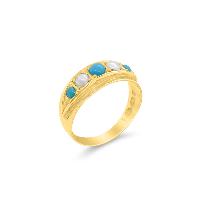 Antique Turquoise and Pearl Ring- Online Exclusive