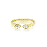 Yellow Gold Open Band and Diamond Ring