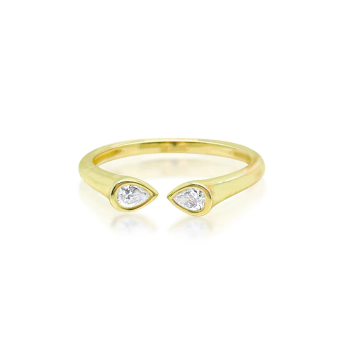 Yellow Gold Open Band and Diamond Ring