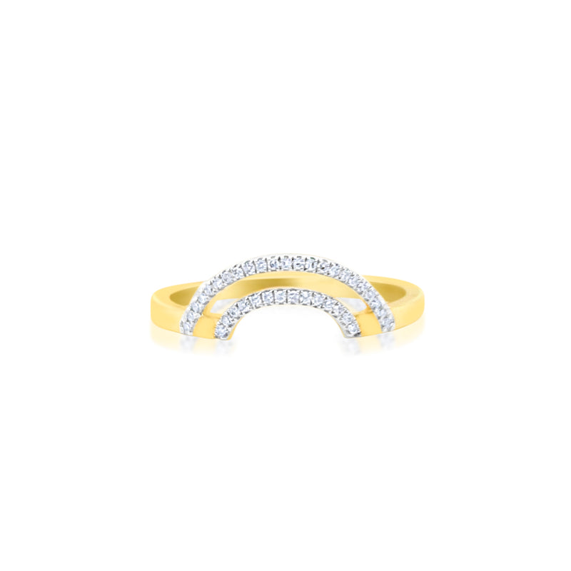 Size 6.5 Yellow Gold Double Arch Diamond Ring
