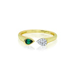 Yellow Gold Emerald Open Pave Diamond Ring