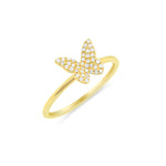Yellow Gold Dainty Diamond Butterfly Ring