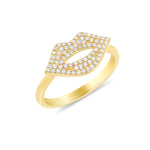 Yellow Gold Diamond Lips Ring