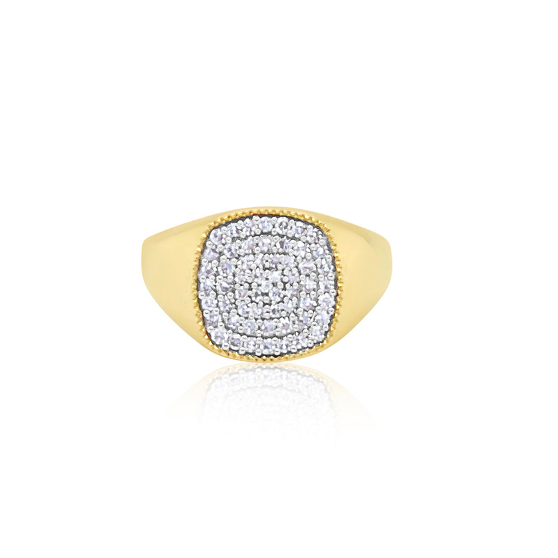 Yellow Gold Diamond Signet Pinky Ring ONLINE EXCLUSIVE