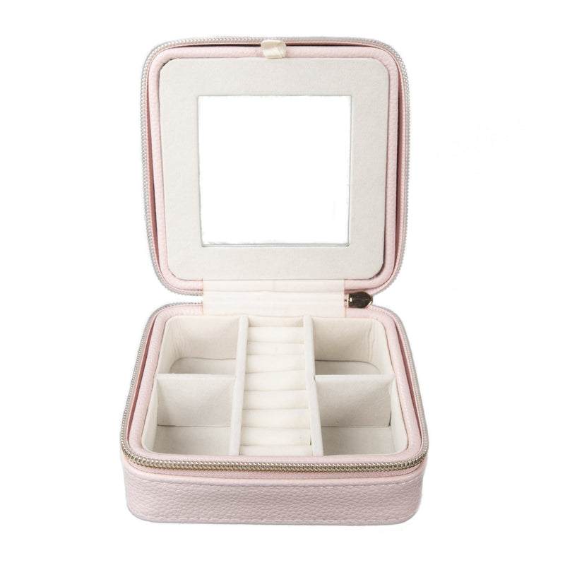 Meira T Pink Leather Jewelry Travel Box