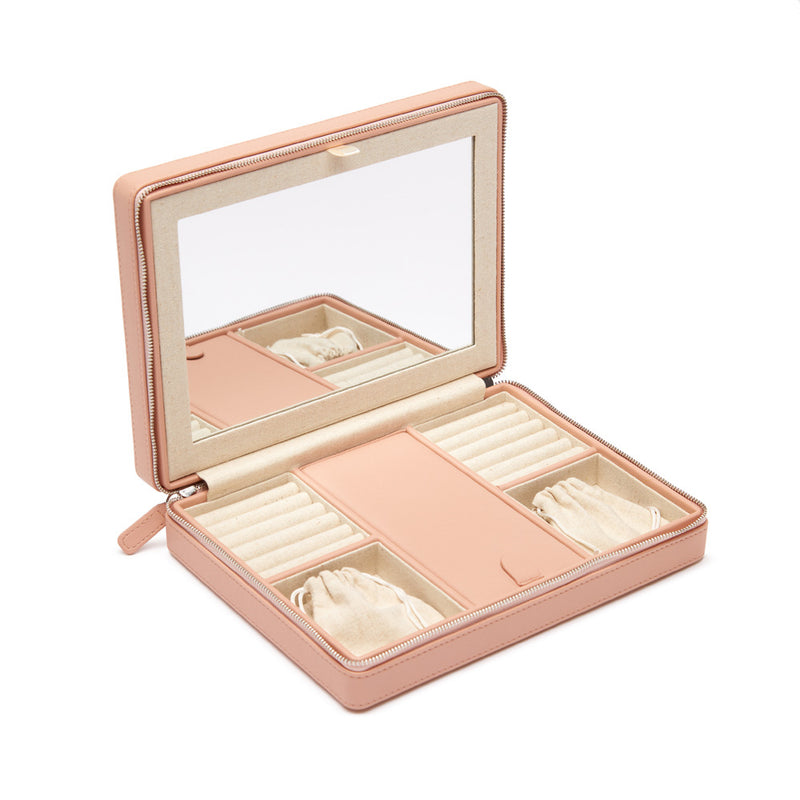 Meira T Leather Jewelry Travel Box in Blush