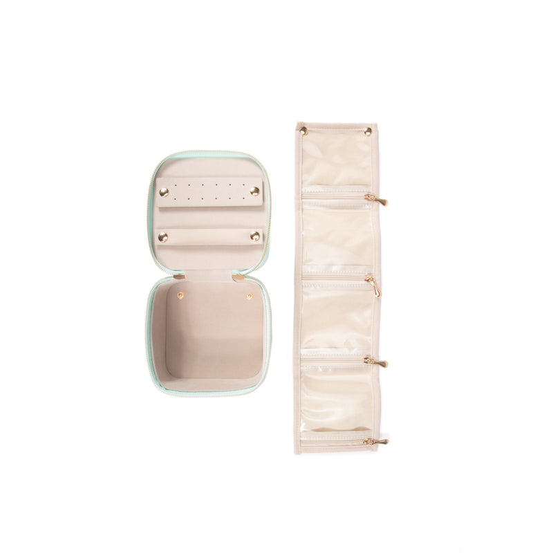 Travel Jewelry Case With Pouch: Sage