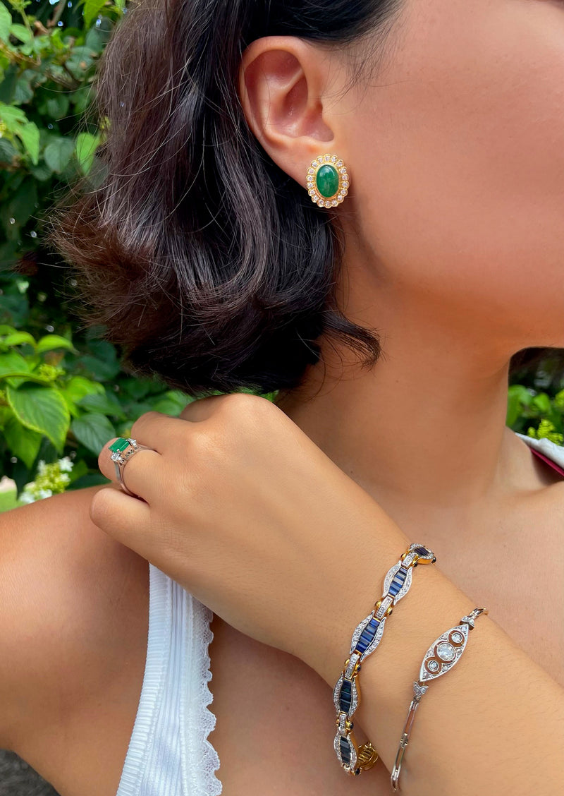 Yellow Gold Sapphire Baguette Diamond Bracelet