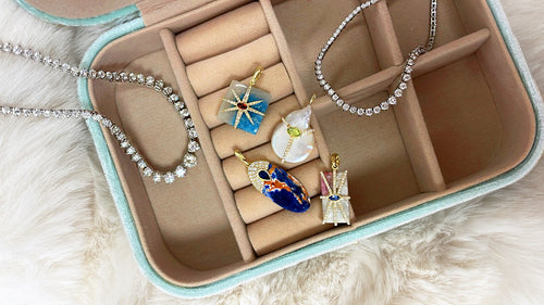 Paraiba and Garnet Charm