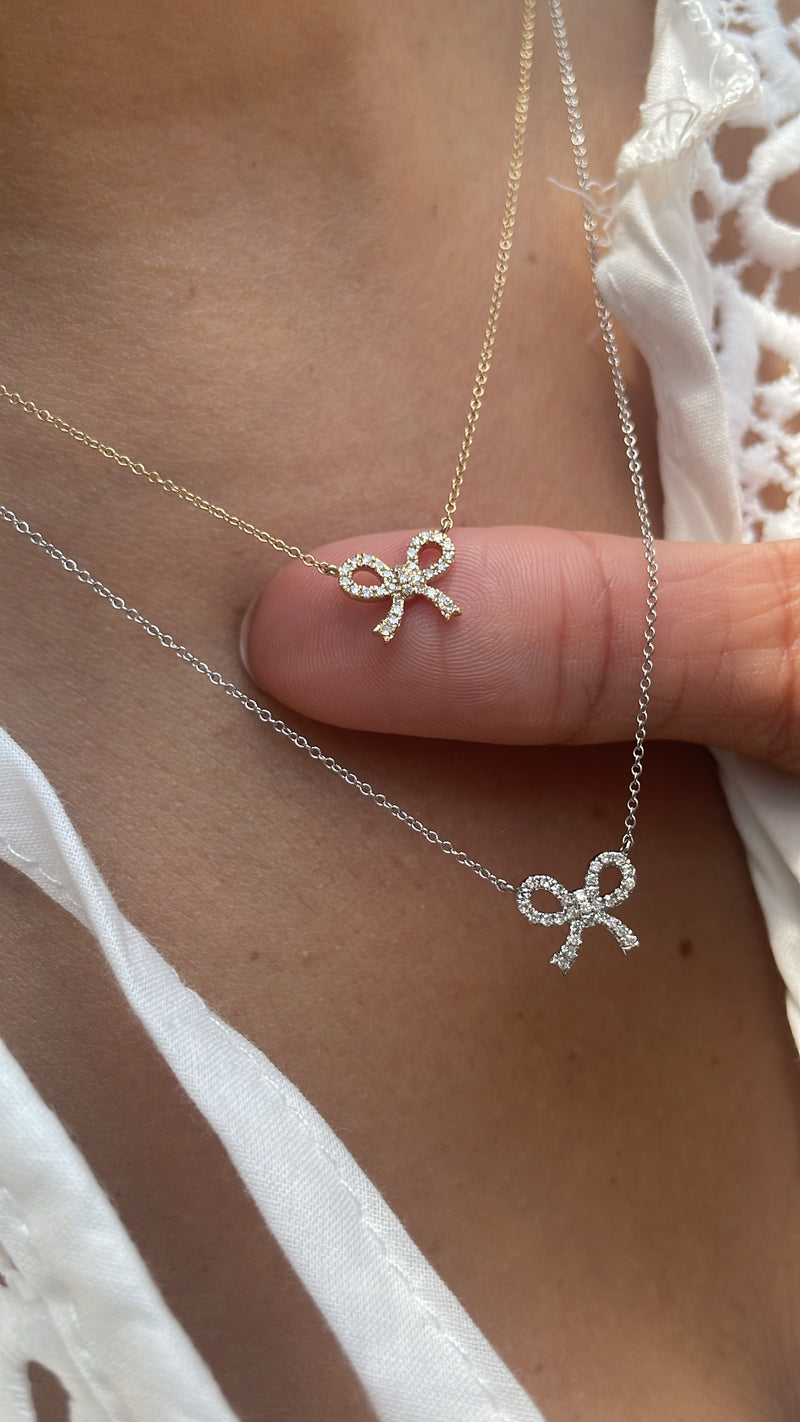 Delicate Diamond Bow Necklace