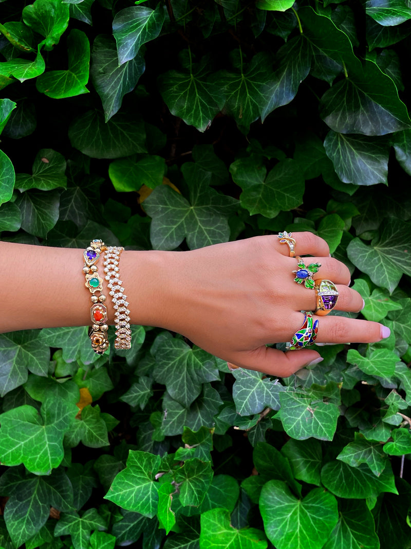 Heavy Yellow gold Rainbow Charm Bracelet