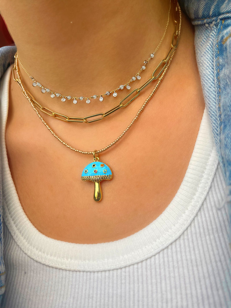 Turquoise Mushroom Charm Necklace