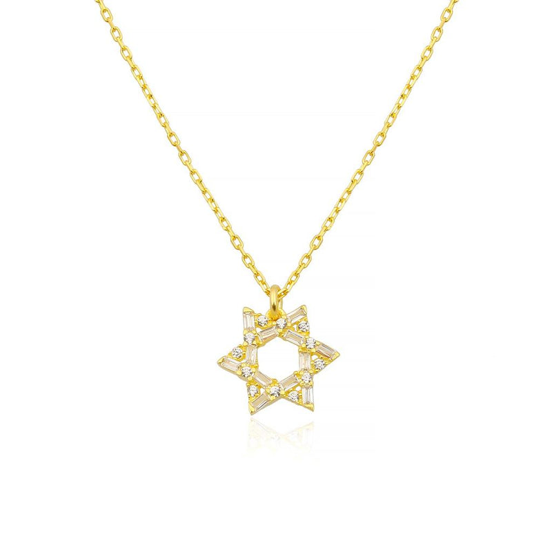 Dainty Gold Plated  CZ Crystal Jewish Star of David Necklace