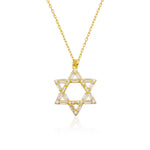 Larger Size Dainty Gold Plated and CZ Jewish Star of David Necklace