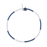 White Gold Dainty Diamond and Blue Sapphire Tennis Bracelet