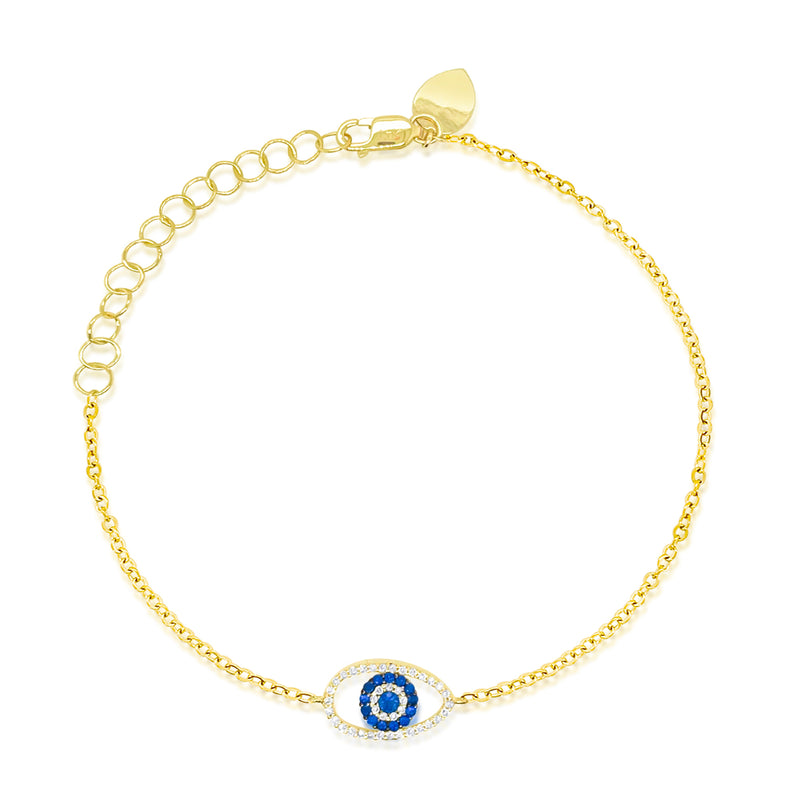 Unique Yellow Gold Evil Eye Sapphire and Diamond Bracelet