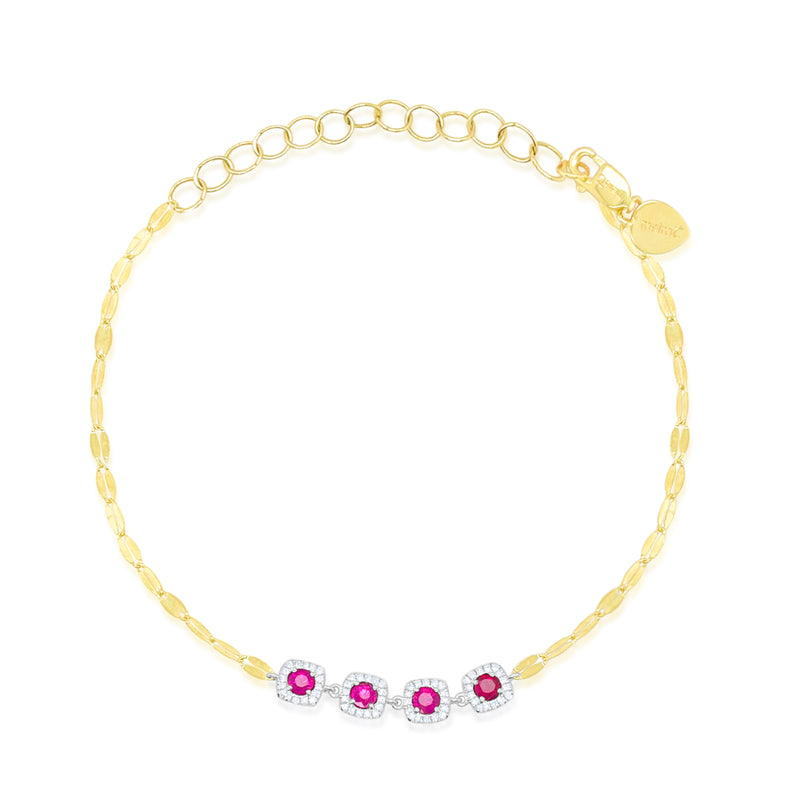 Ruby and Diamond Twist Chain Bracelet