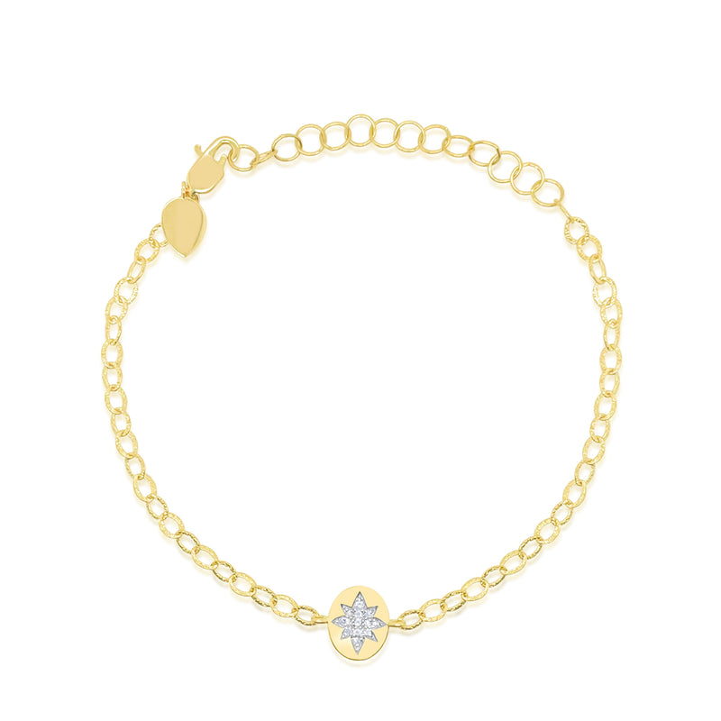 Yellow Gold Diamond Starburst Disc Bracelet