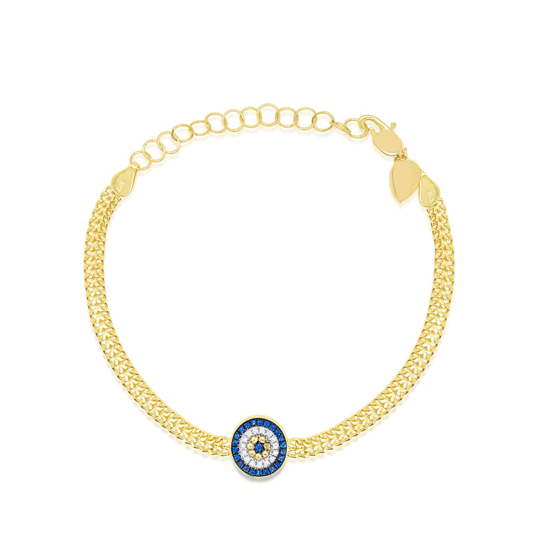 Yellow Gold Thick Chain Diamond And Sapphire Bracelet