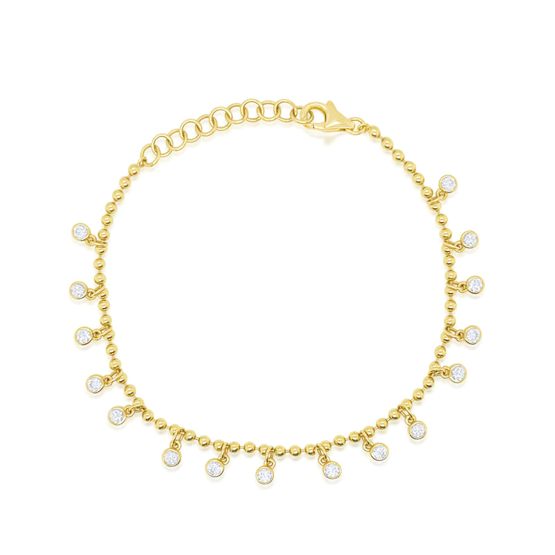 Yellow Gold Diamond Ball Chain Bracelet