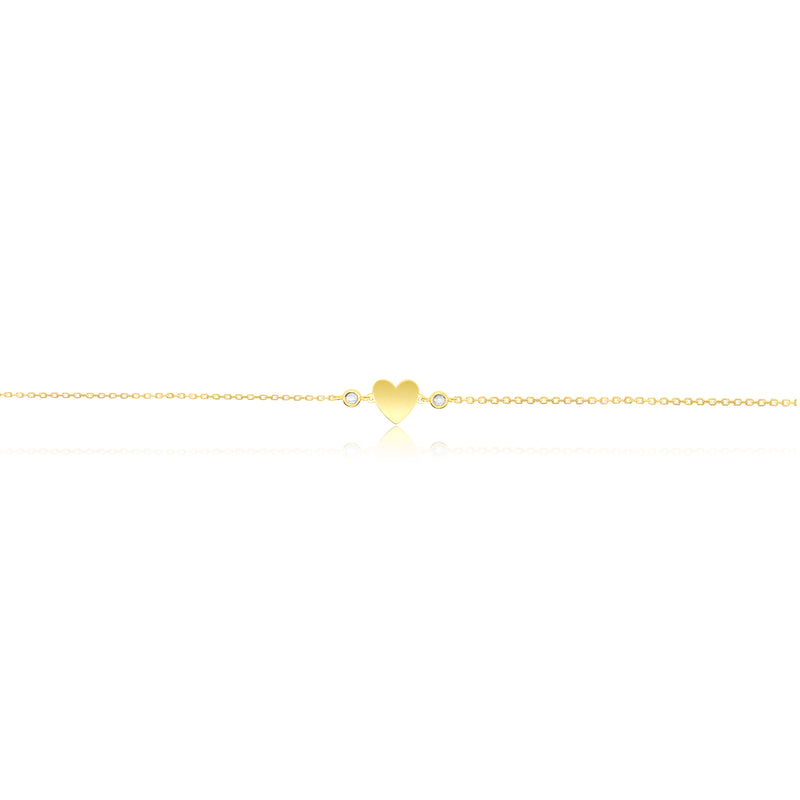 Dainty Heart and Bezel Bracelet