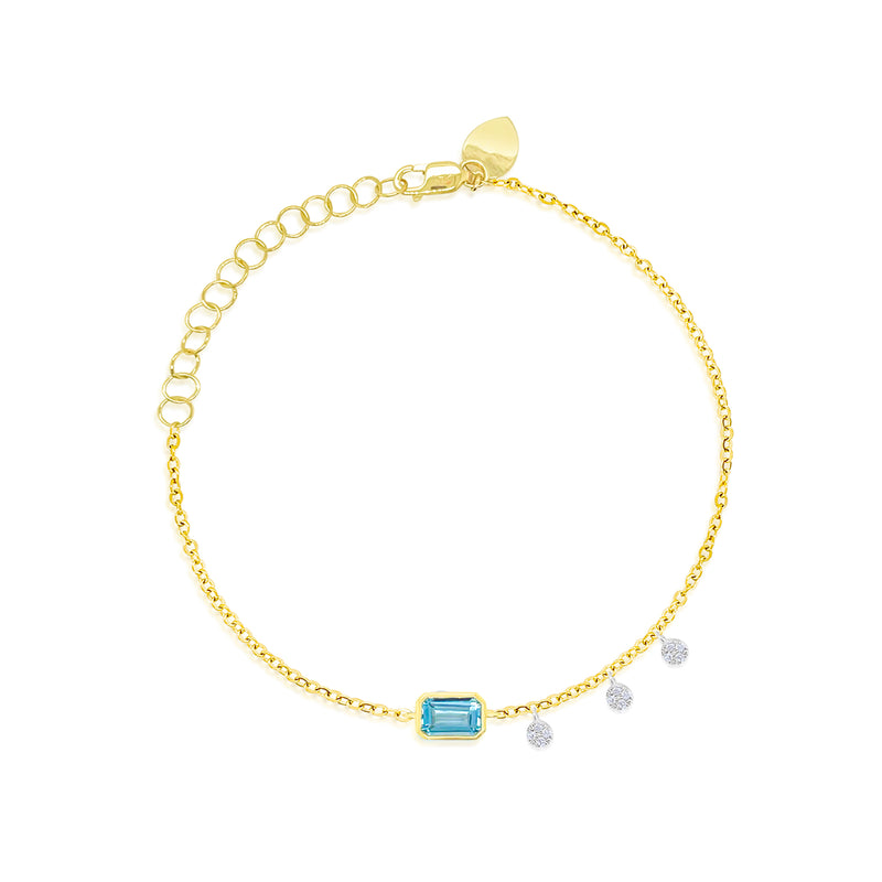 Yellow Gold Diamond and Blue Topaz Bracelet