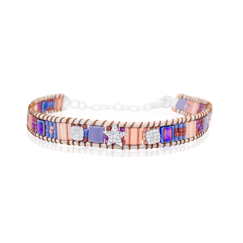 14kt Yellow Gold Silver Star Multi-Gemstone Beaded Bracelet