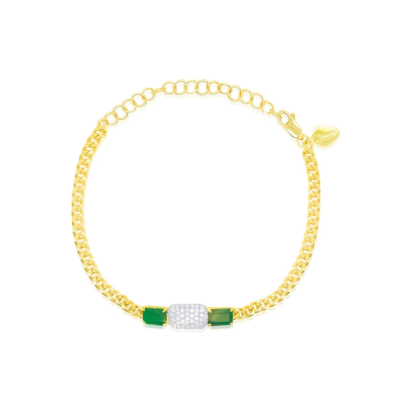 14kt Yellow Gold Meira T Diamond and Emerald Bracelet