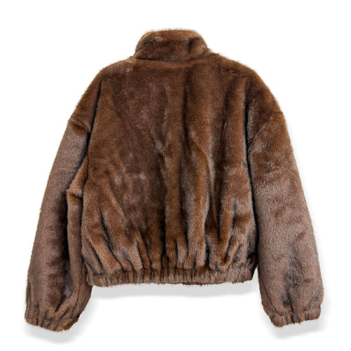 Faux Mink Bomber Jacket