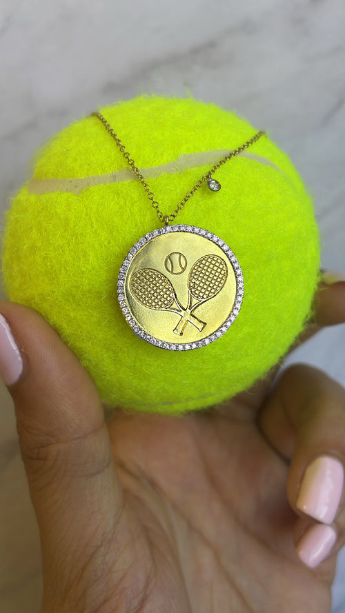 Tennis Racket Medallion Necklace