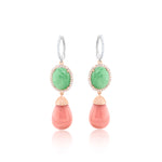 Two Toned Chrysoprase and Opal Diamond Drop Earrings- ONLINE EXCLUSIVE