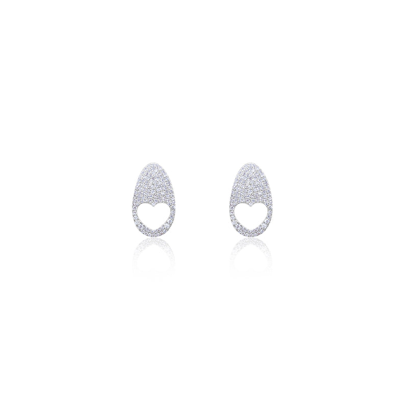 White Gold Diamond Heart Studs-ONLINE EXCLUSIVE