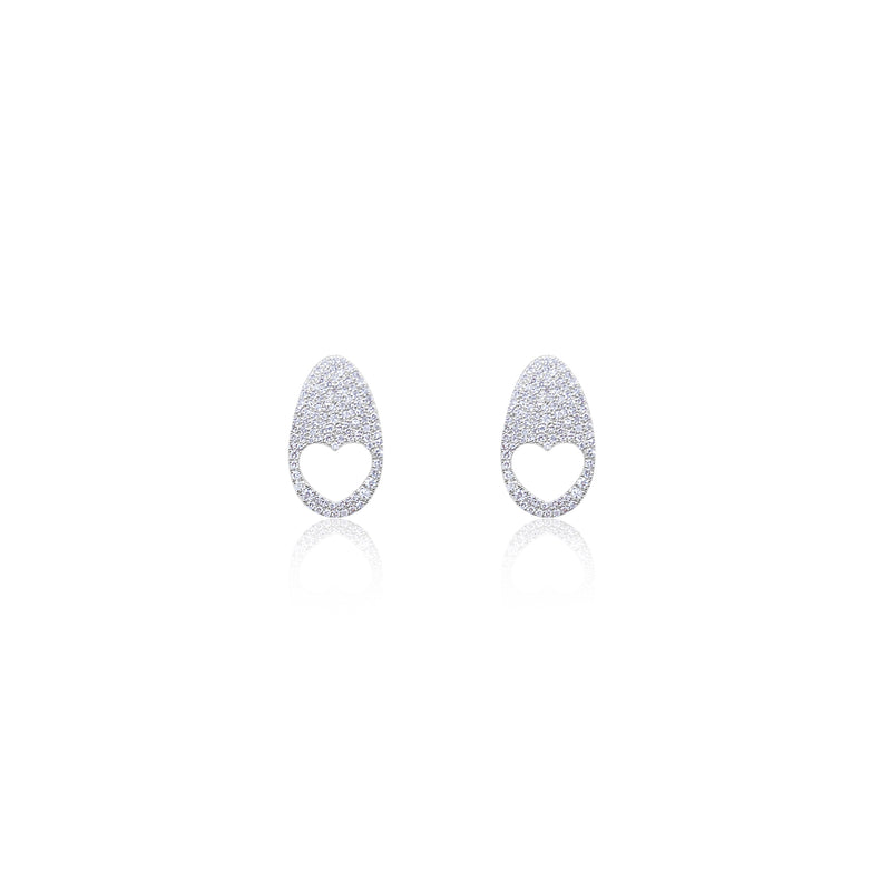 White Gold Diamond Heart Studs ONLINE EXCLUSIVE Meira T Boutique