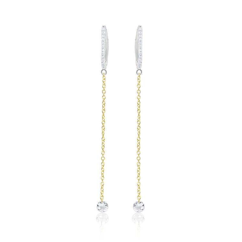 White Gold Drilled Diamond Earrings