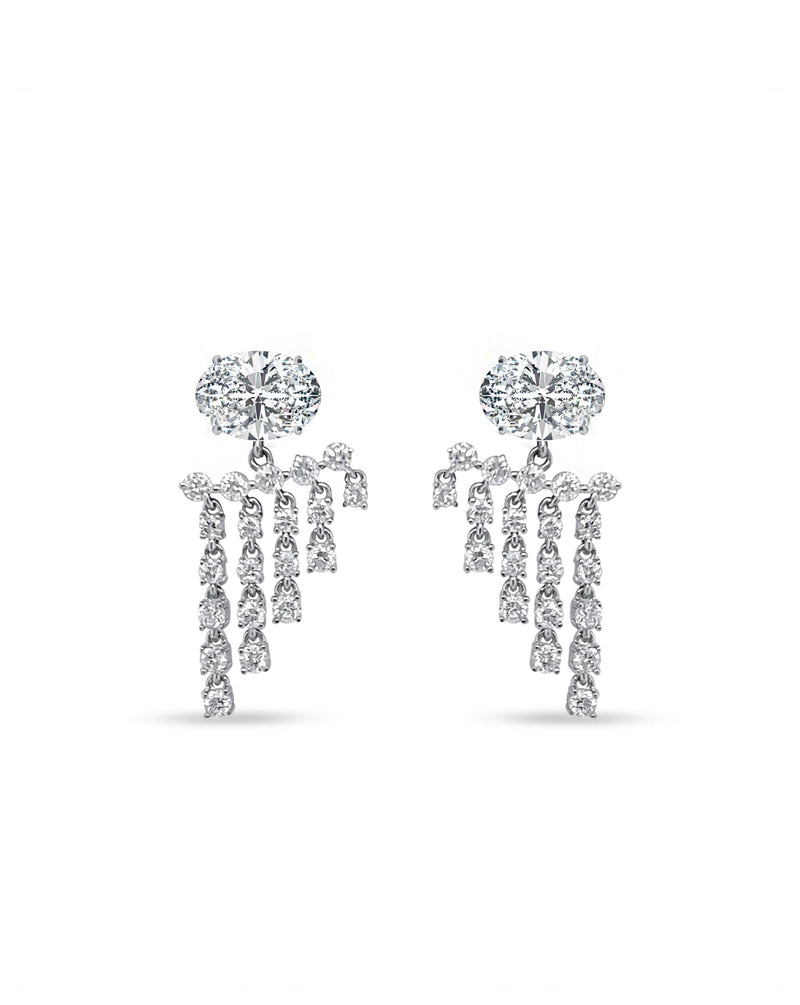 Fringe Diamond Earrings | Oval Cut 1.5ct LAB Diamond