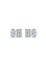 White Gold Lab Grown Diamond Studs Moi et Toi Oval and Emerald Cut Lab Grown Studs