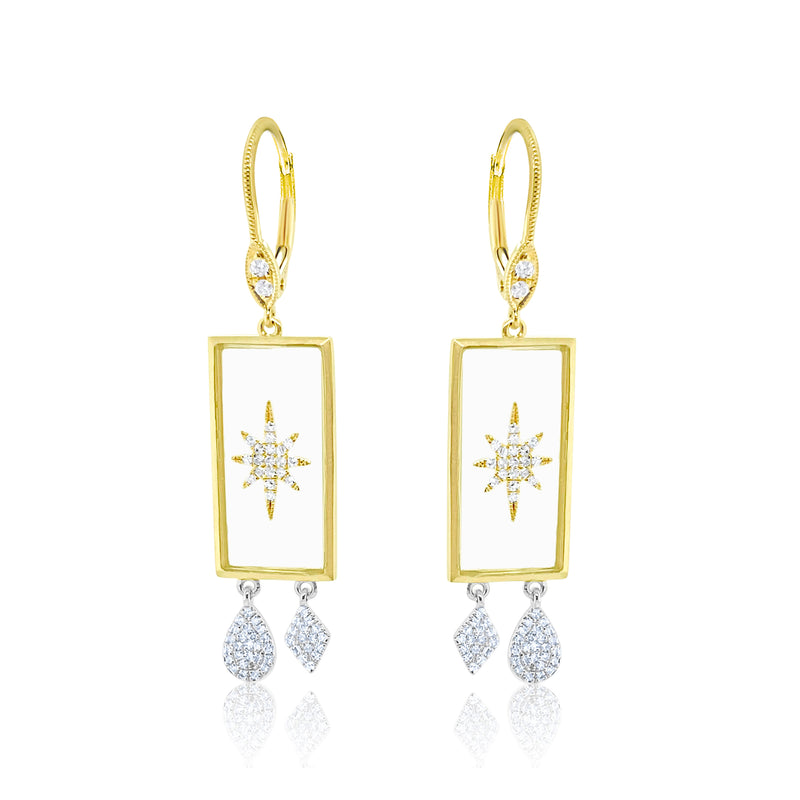 Yellow Gold and Diamond Starburst Earrings