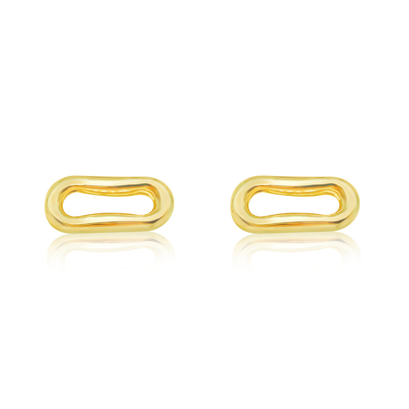 Horizontal Yellow Gold Hoop Stud