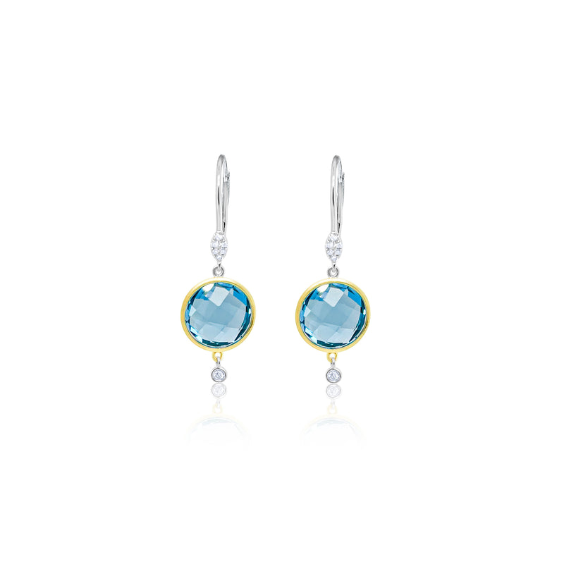 Two Tone Blue Topaz Earrings