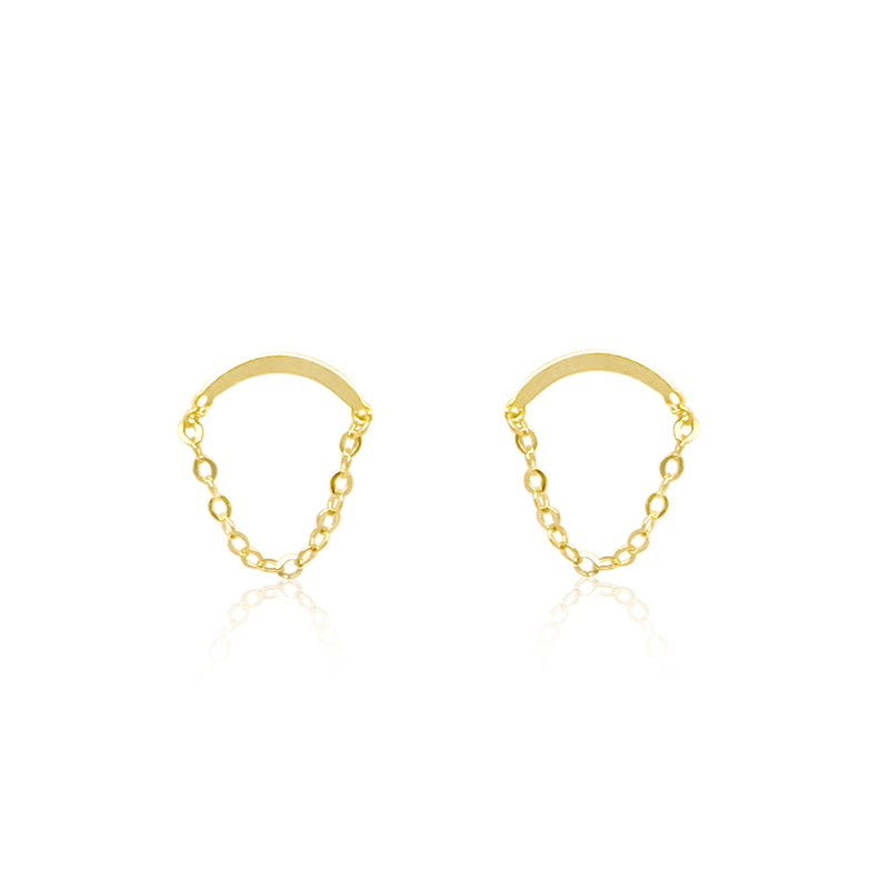 Yellow Gold Dainty Chain Studs