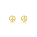 Yellow Gold Peace Sign Studs