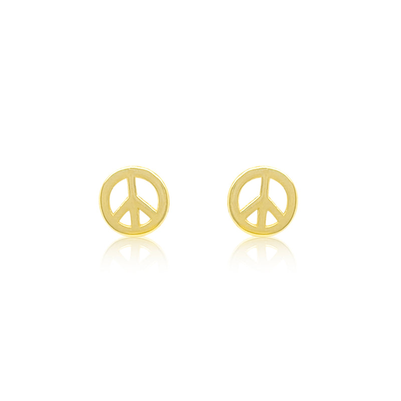 Yellow Gold Peace Sign Studs