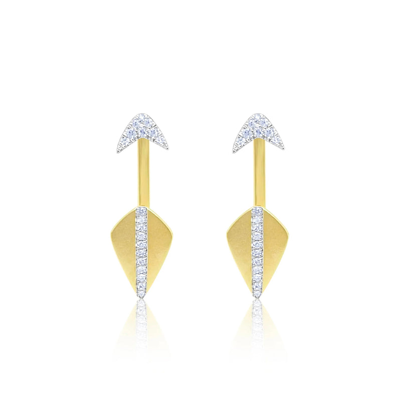 Two Tone Yellow Gold Diamond Dagger Ear Jacket
