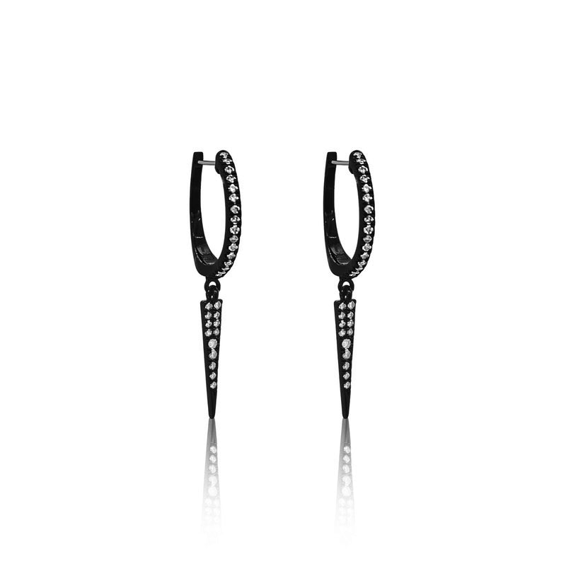Space Black Diamond Dagger Huggies